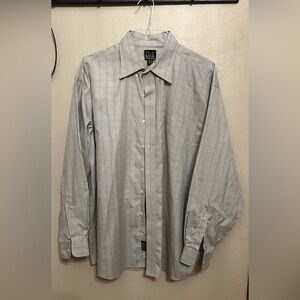 Jos. A. Bank Light Gray Checkered Dress Shirt